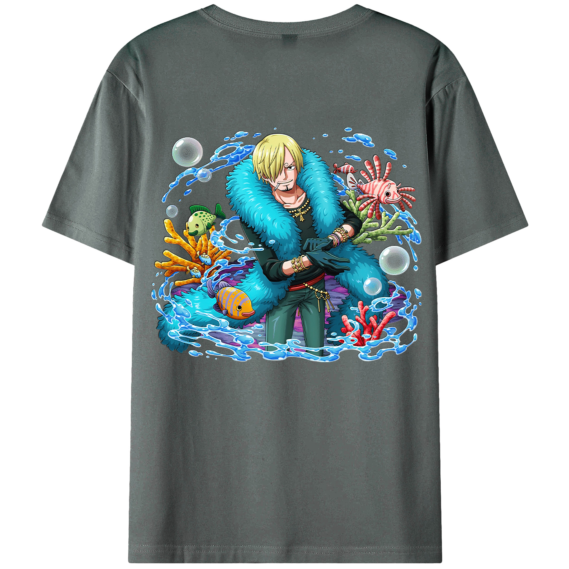 （画像用） ワンピース サンジ ONE PIECE Sanji 綿100％ メンズ半袖Tシャツ（バックプリント） 通気性
